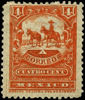 Featured is a photo of a 4c multito 1895 stamp from Mexico ... one of the Latin American countries.  